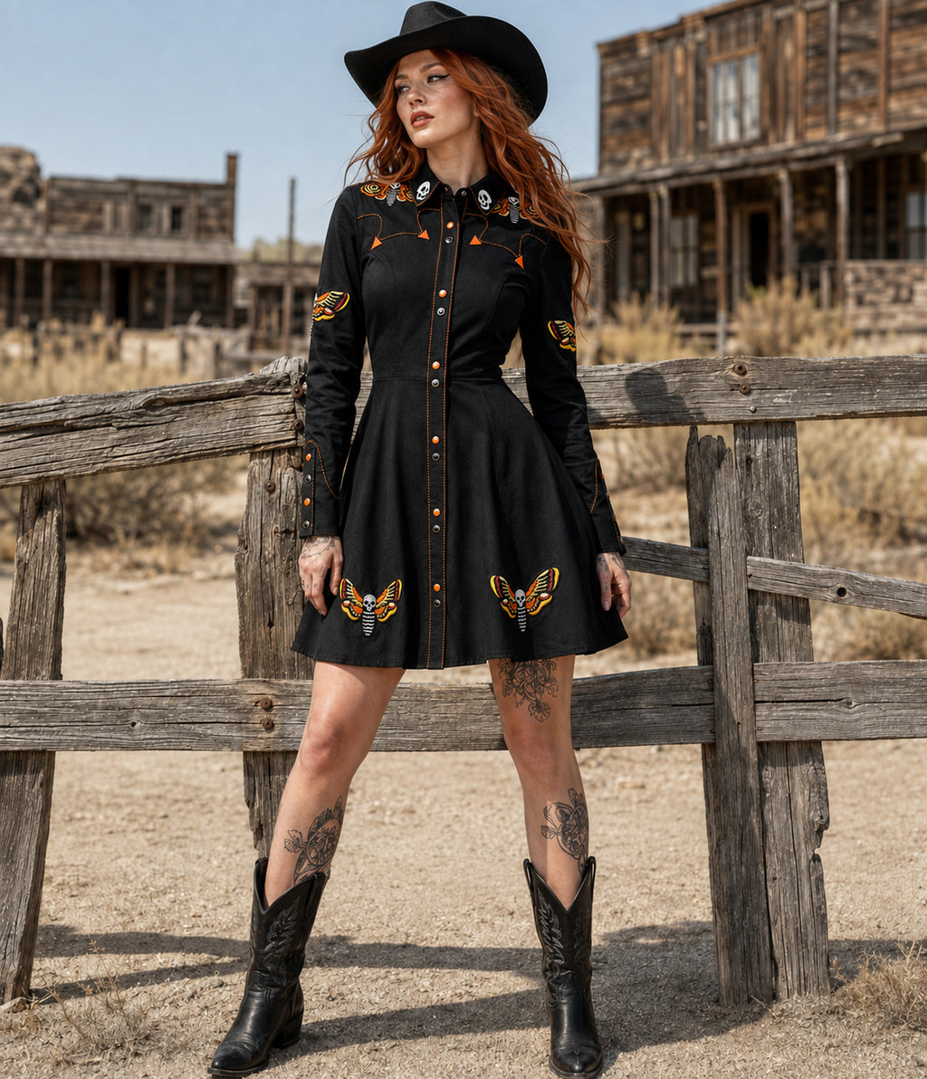 Black Death’s Head Moth Western Dress
