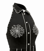 Black Spiderweb Embroidered Studded Western Jumpsuit