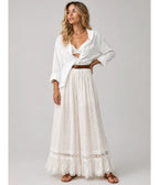 Ivory Clip Dot & Lace Wide Leg Pants