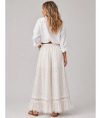 Ivory Clip Dot & Lace Wide Leg Pants
