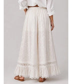 Ivory Clip Dot & Lace Wide Leg Pants
