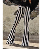 Black & White Stripe Bell Bottom Flare Pants
