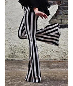 Black & White Stripe Bell Bottom Flare Pants