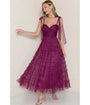 Burgundy Tulle Tiered Midi Dress