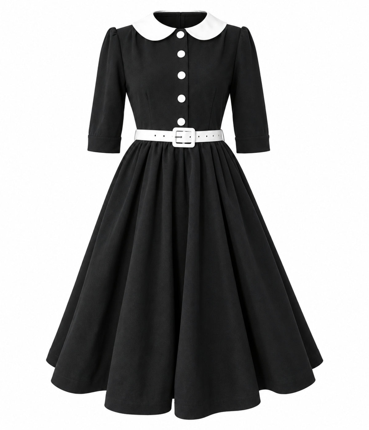 Black & White Peter Pan Collar Swing Dress
