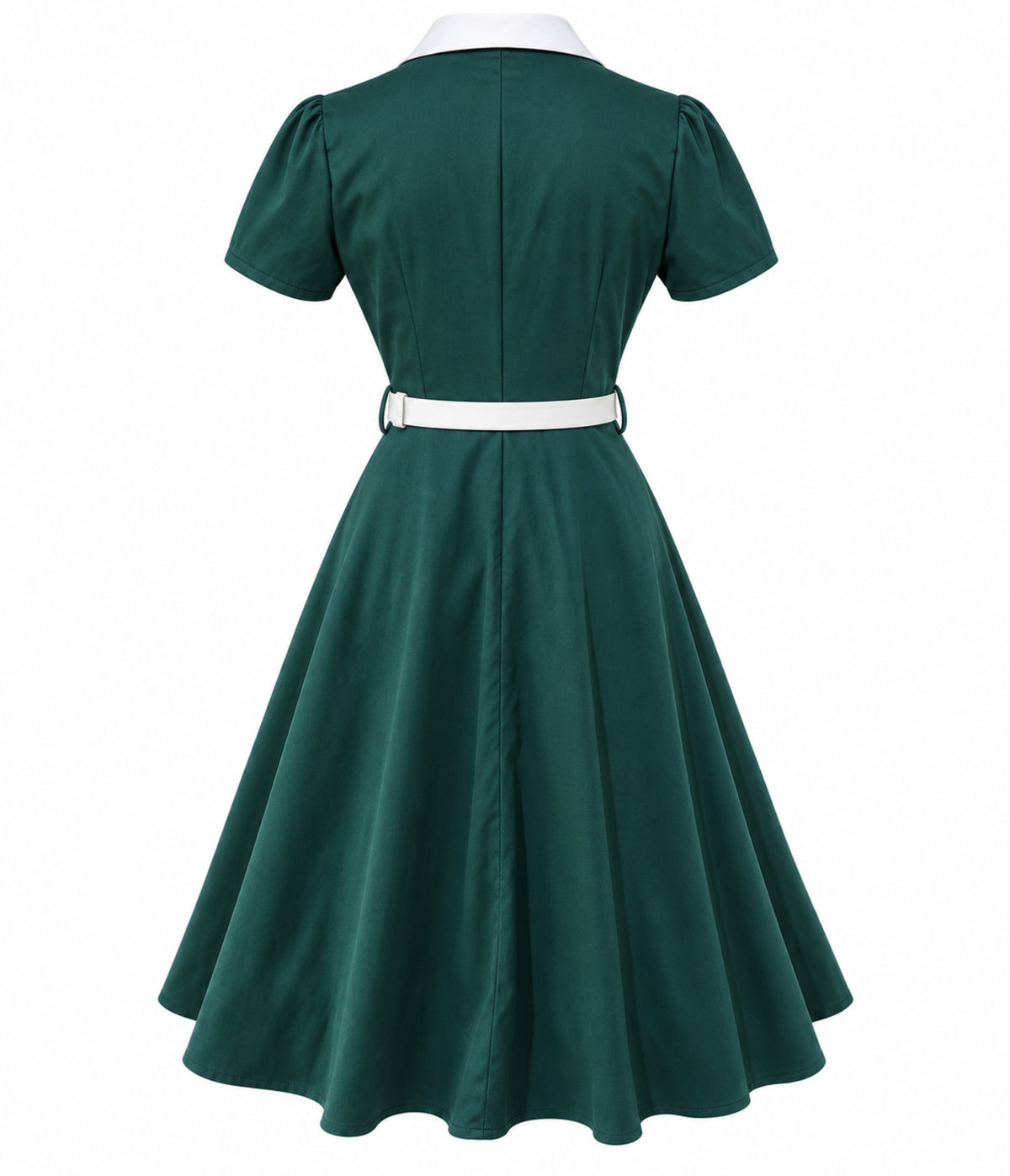 Teal & White Collared Swing Dress