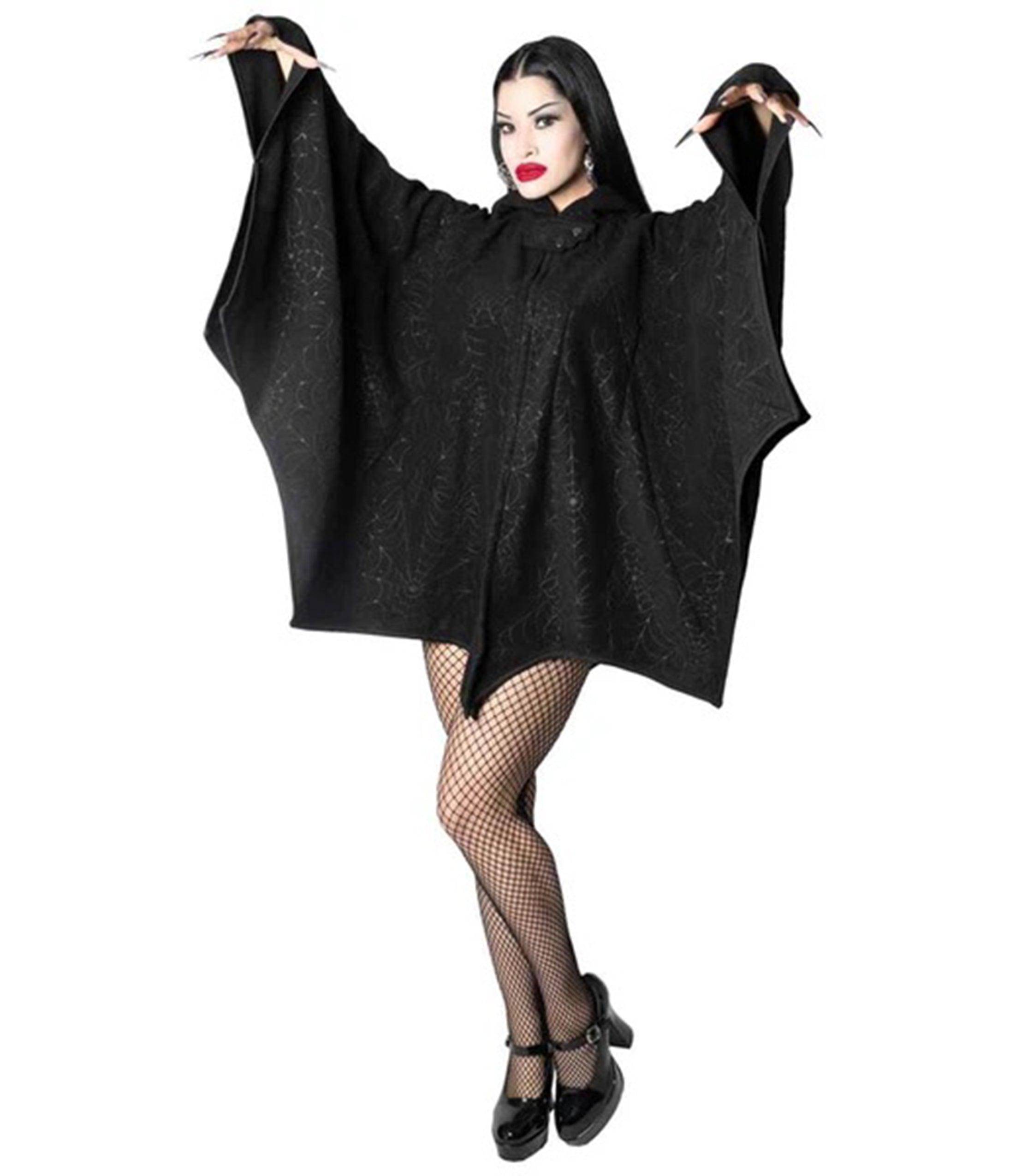 Black Spiderweb Embossed Web Cape