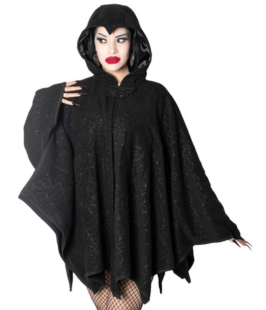 Black Spiderweb Embossed Web Cape