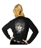 Black Elvira Rhinestone Portrait Cardigan