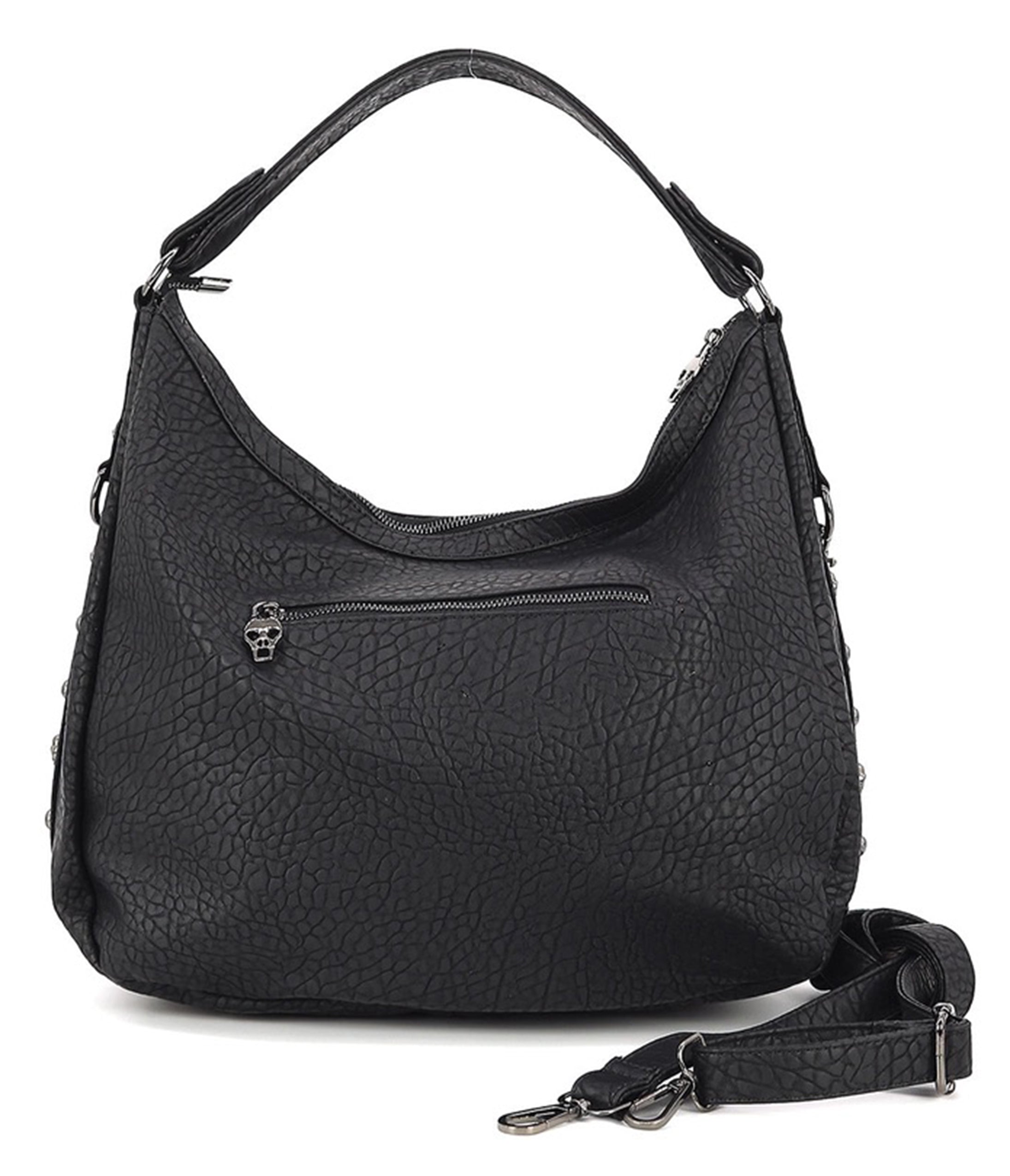 Black Vegan Leather Skull Handbag