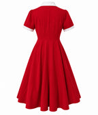 Red & White Collared Swing Dress