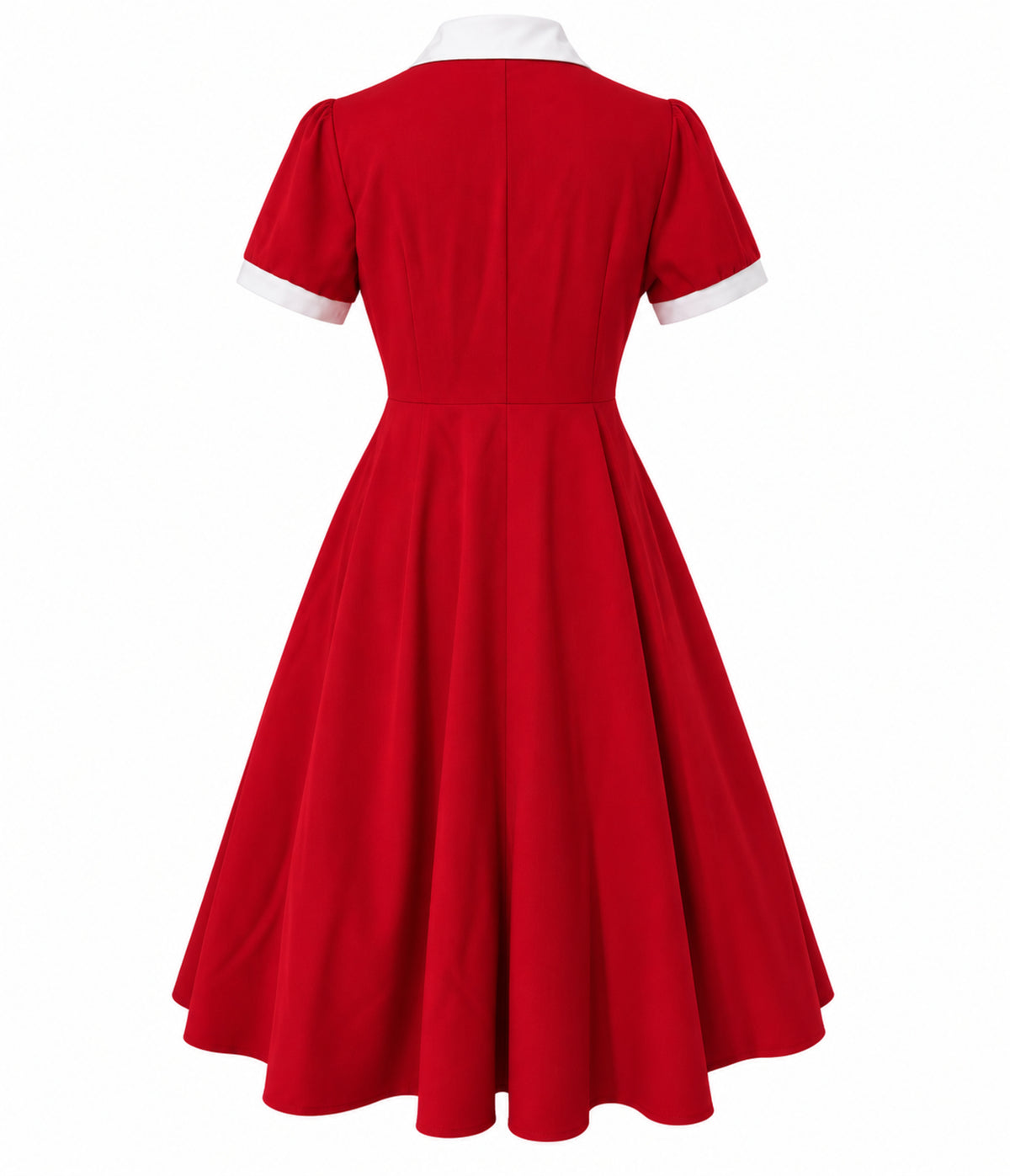 Red & White Collared Swing Dress