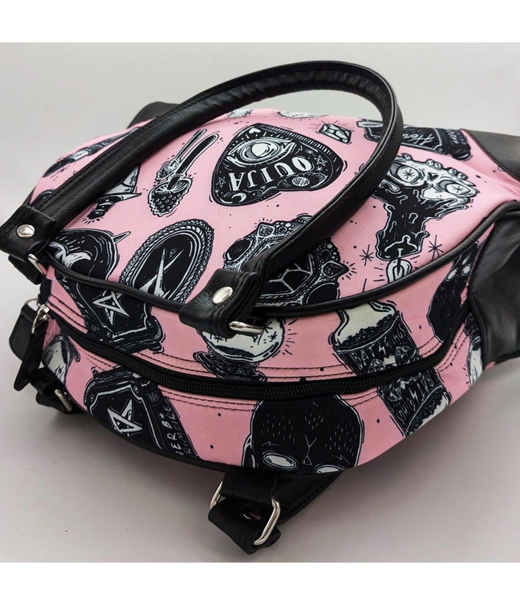 Pink Occult Print Bowler Bag