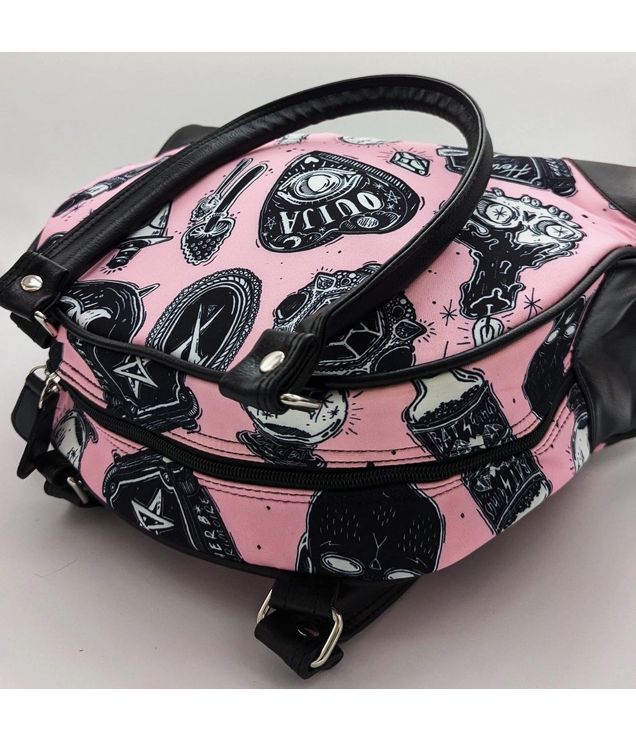 Pink Occult Print Bowler Bag