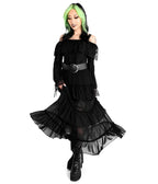 Foxblood Black Ruffle Leah Maxi Skirt