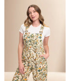 Cream Floral Bird Print Wide Leg Overalls