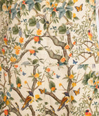 Cream Floral Bird Print Wide Leg Overalls