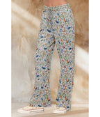 Floral Chicken Print Flare Pants
