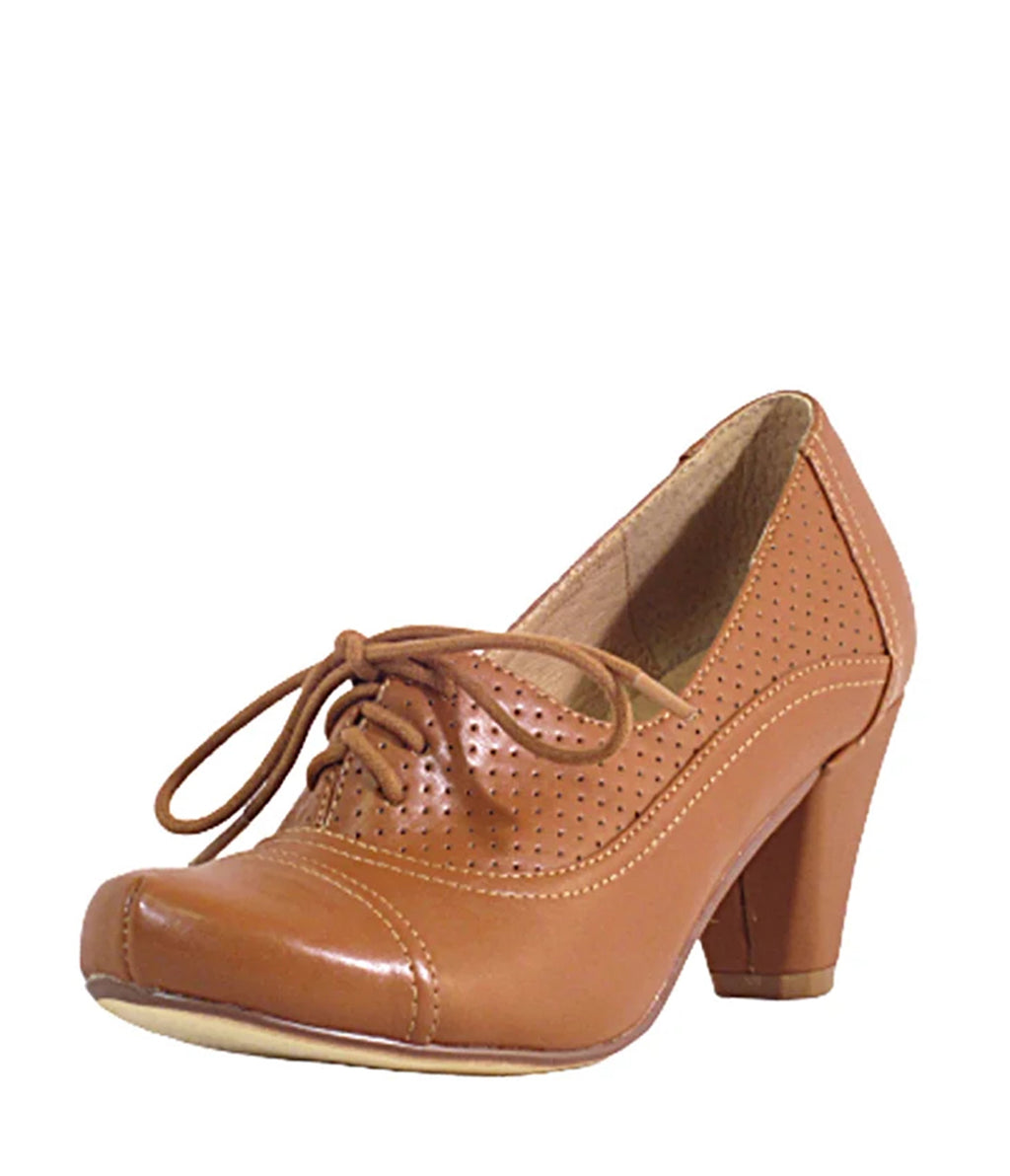 Chelsea Crew Tan Oxford Block Heels