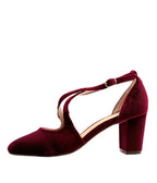 Chelsea Crew Burgundy Velvet Oren Mary Jane Heels