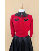 Red Little Cat Devils Cropped Cardigan