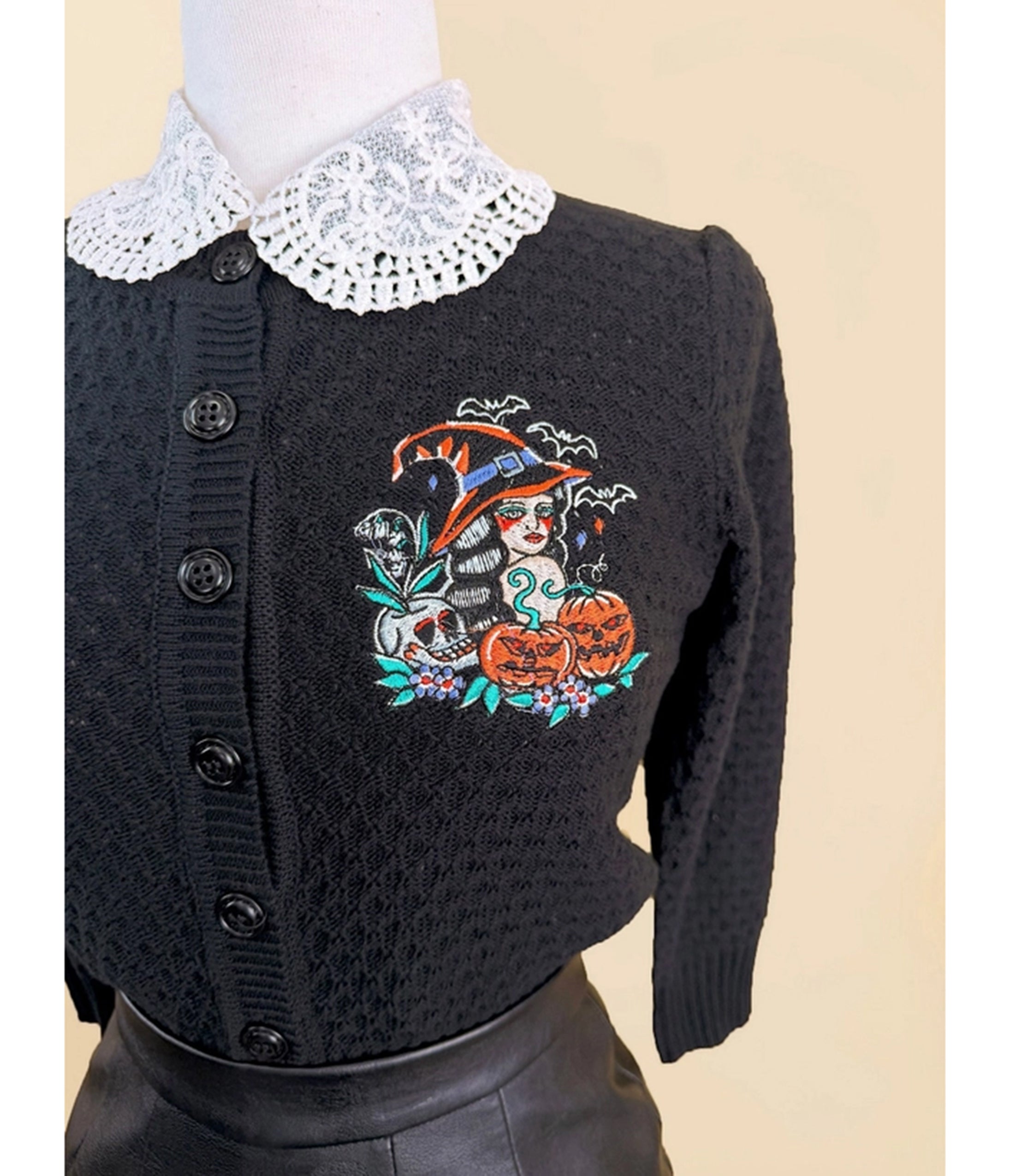 Mischief Made Black Witches Brew Cropped Cardigan