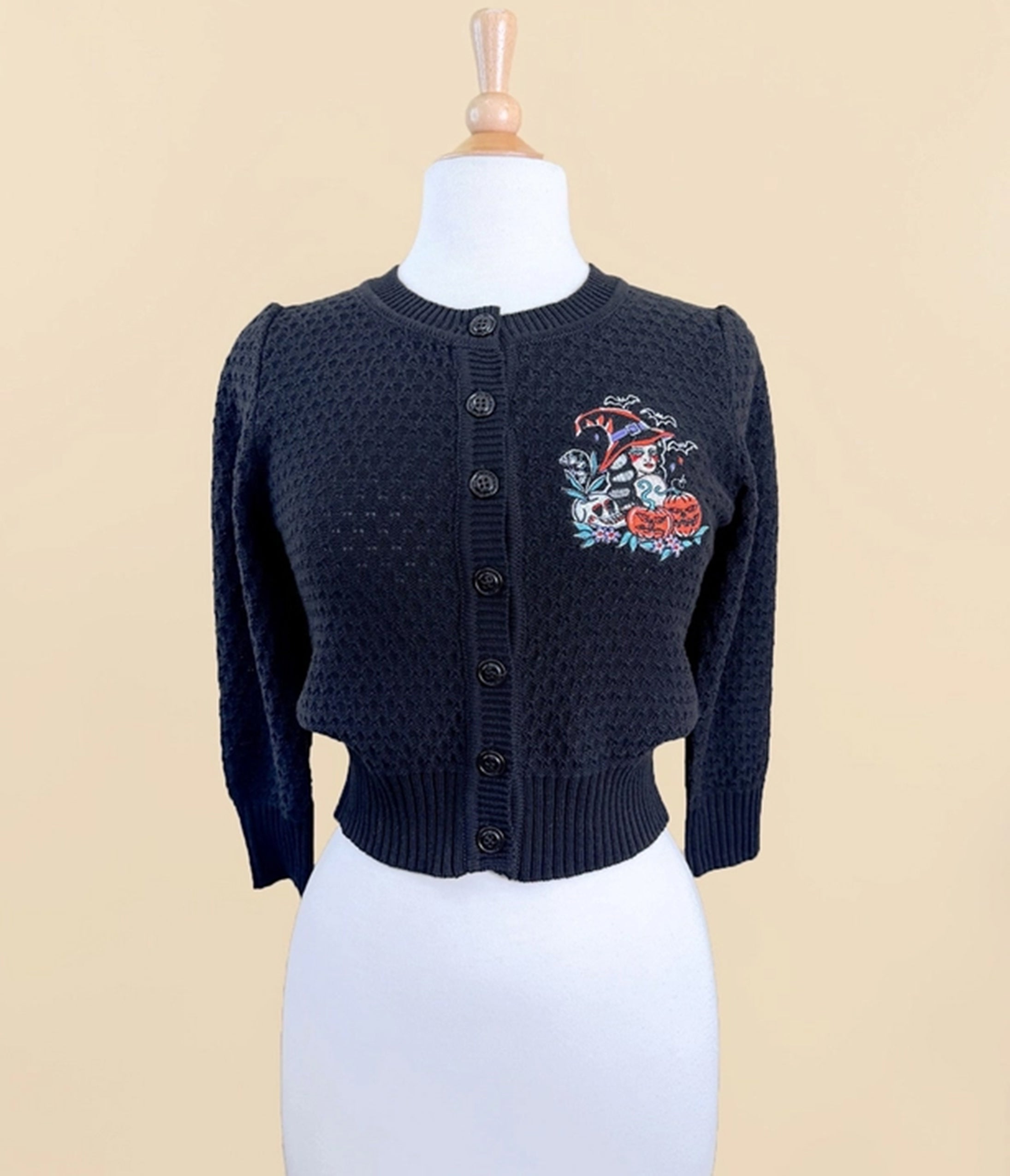 Mischief Made Black Witches Brew Cropped Cardigan