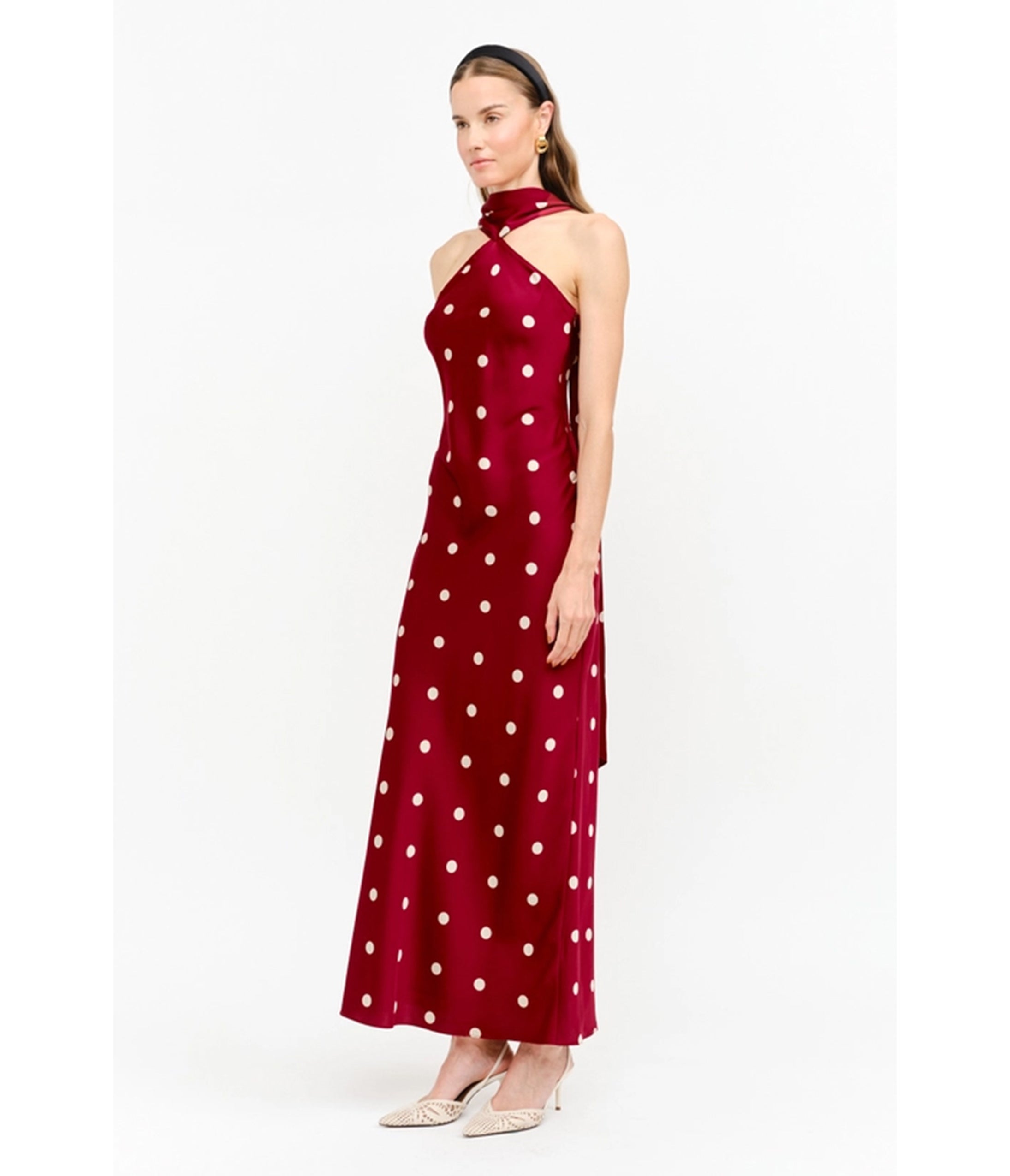 Red Polka Dot Magdalena Maxi Dress