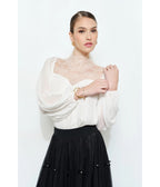 Ivory Lace Mock Neck Blouse
