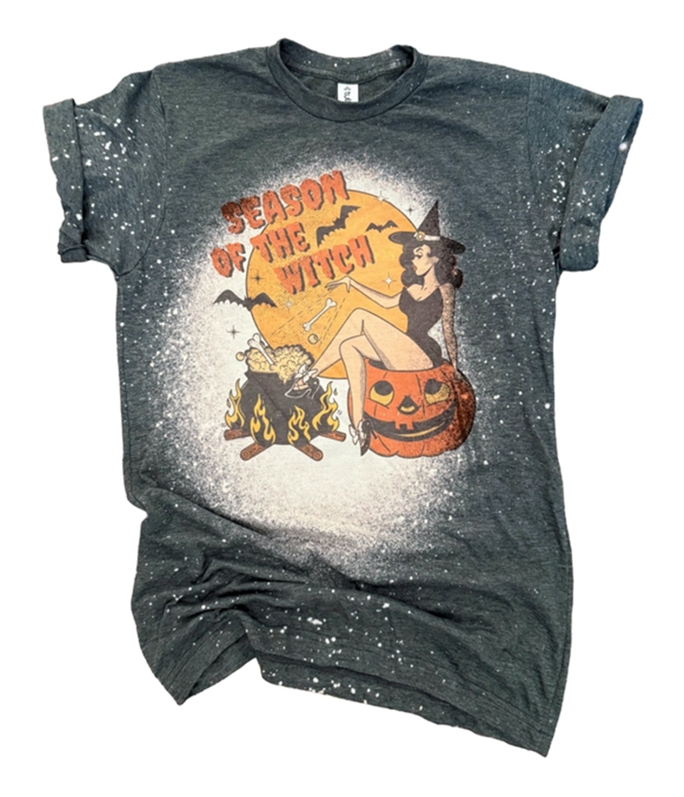 Black Bleached Season of the Witch Vintage Girl Unisex Graphic Tee