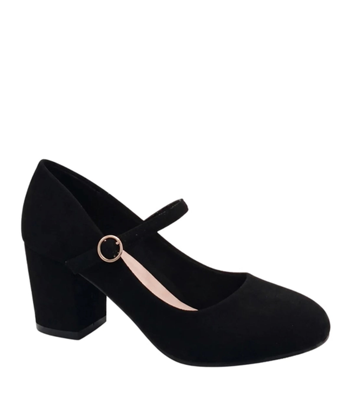 Black Suede Mary Jane Block Heels