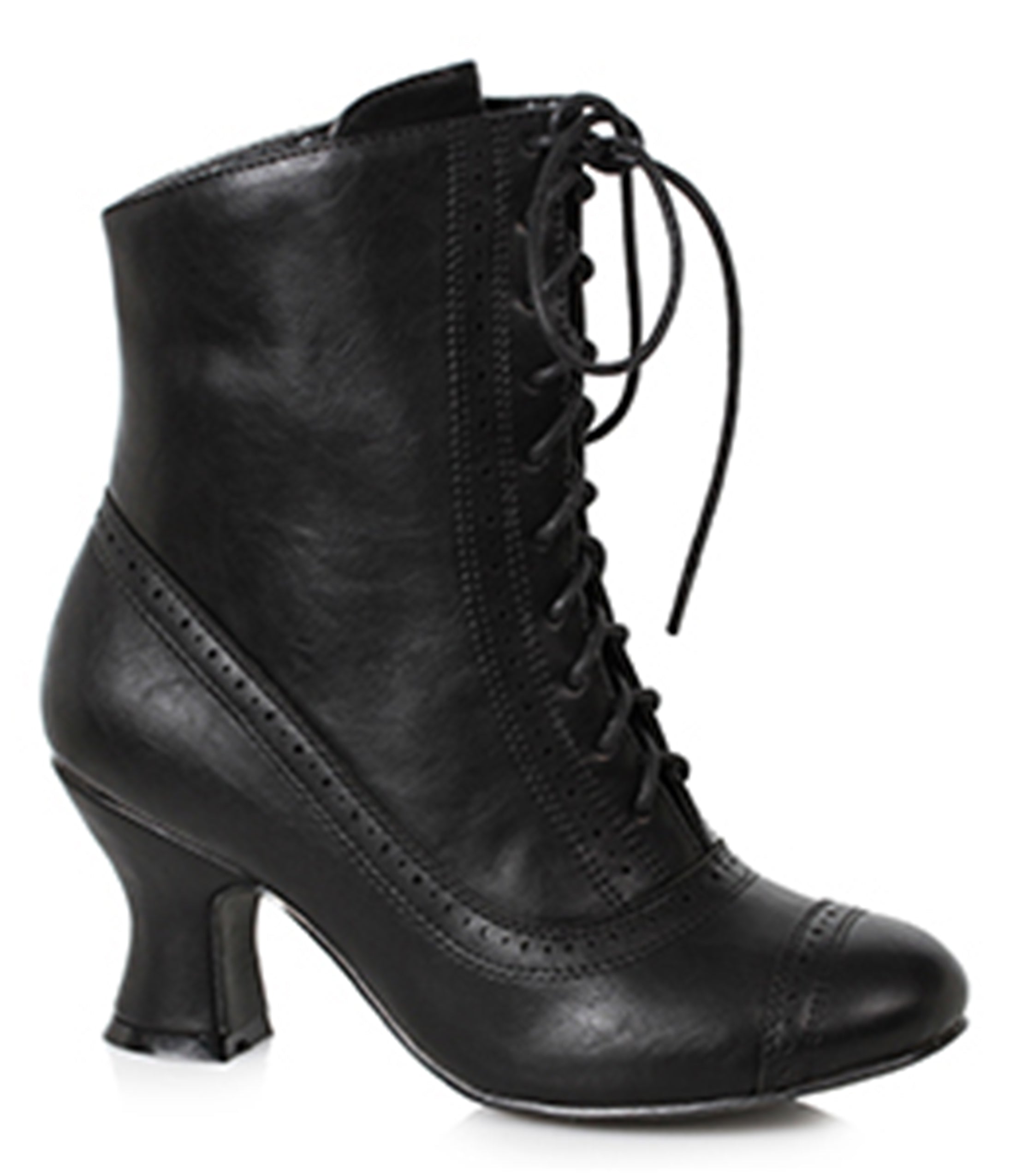 Black Victorian Style Lace Up Ankle Boots