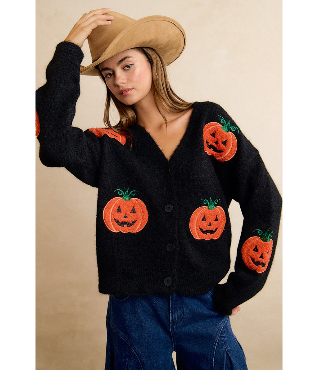 Black Pumpkin Patch Cardigan