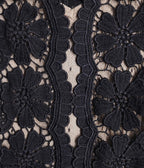 Black Lace Mesh Ruffled Midi Dress