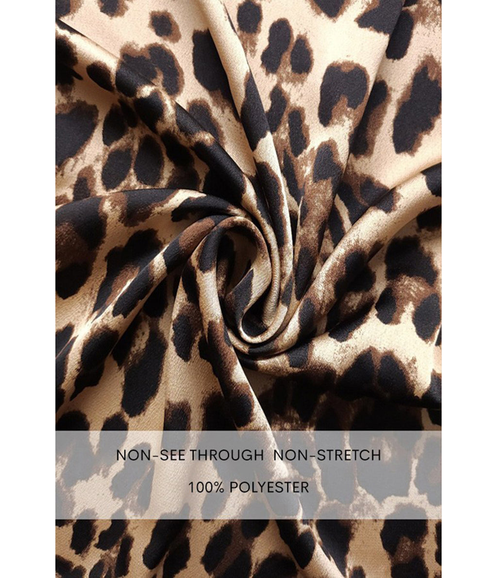 Leopard Print Satin Midi Dress