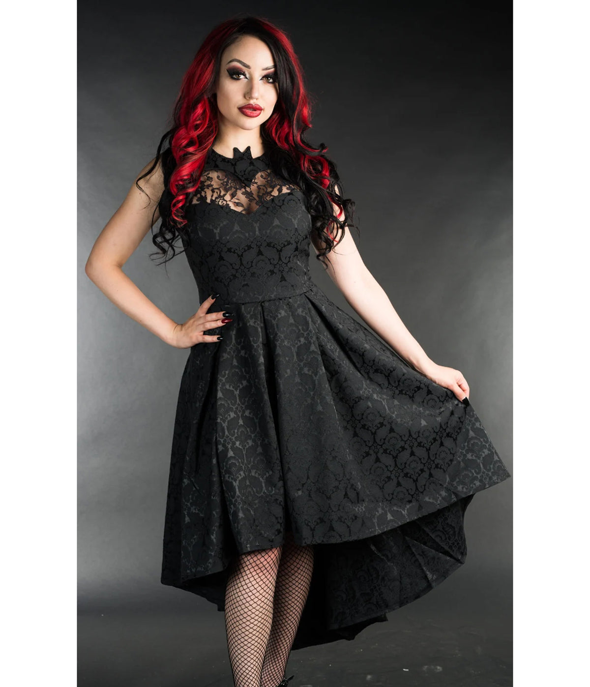 Black Bat Succubus High-Low Dress