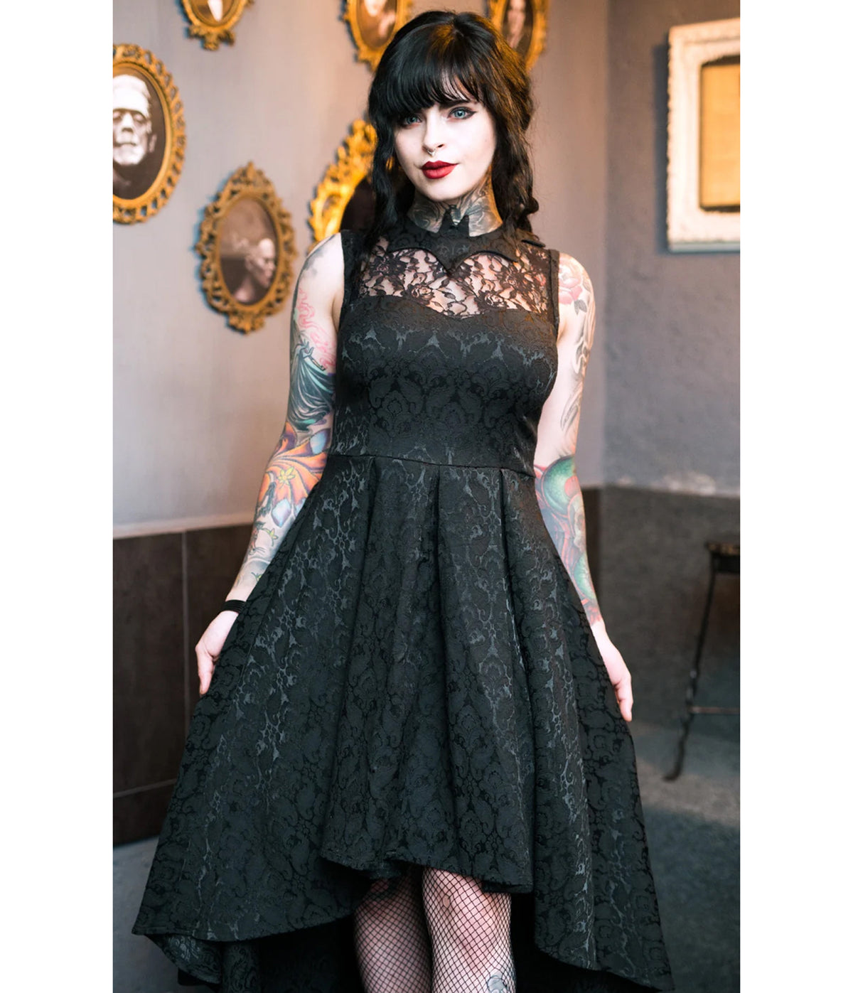 Black Bat Succubus High-Low Dress