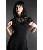 Black Ankh Lace Ruffle Swing Dress