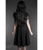 Black Ankh Lace Ruffle Swing Dress