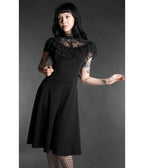 Black Ankh Lace Ruffle Swing Dress