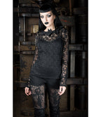 Black Lace Bat Collar Top