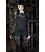 Black Lace Bat Collar Top