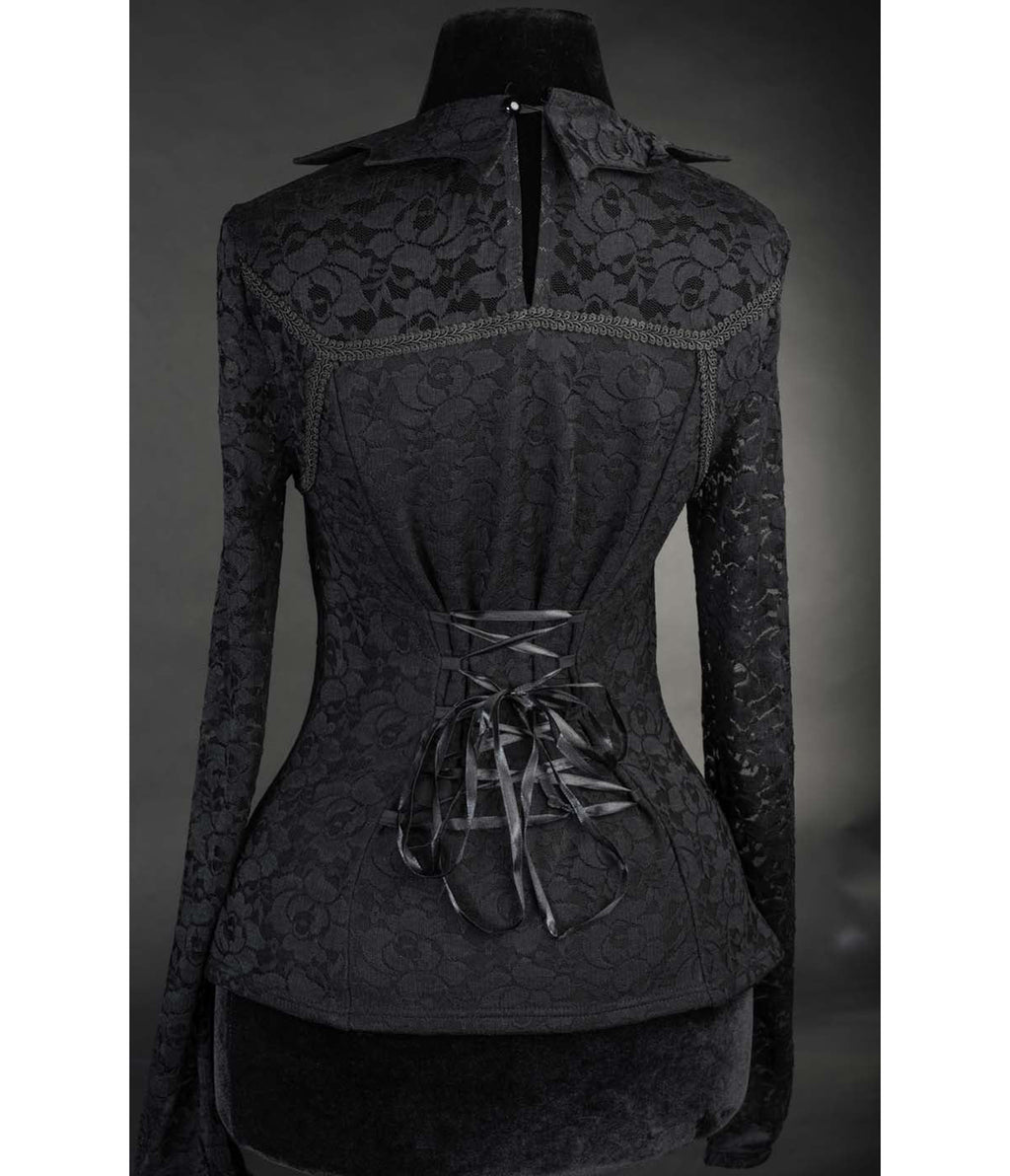 Black Lace Bat Collar Top