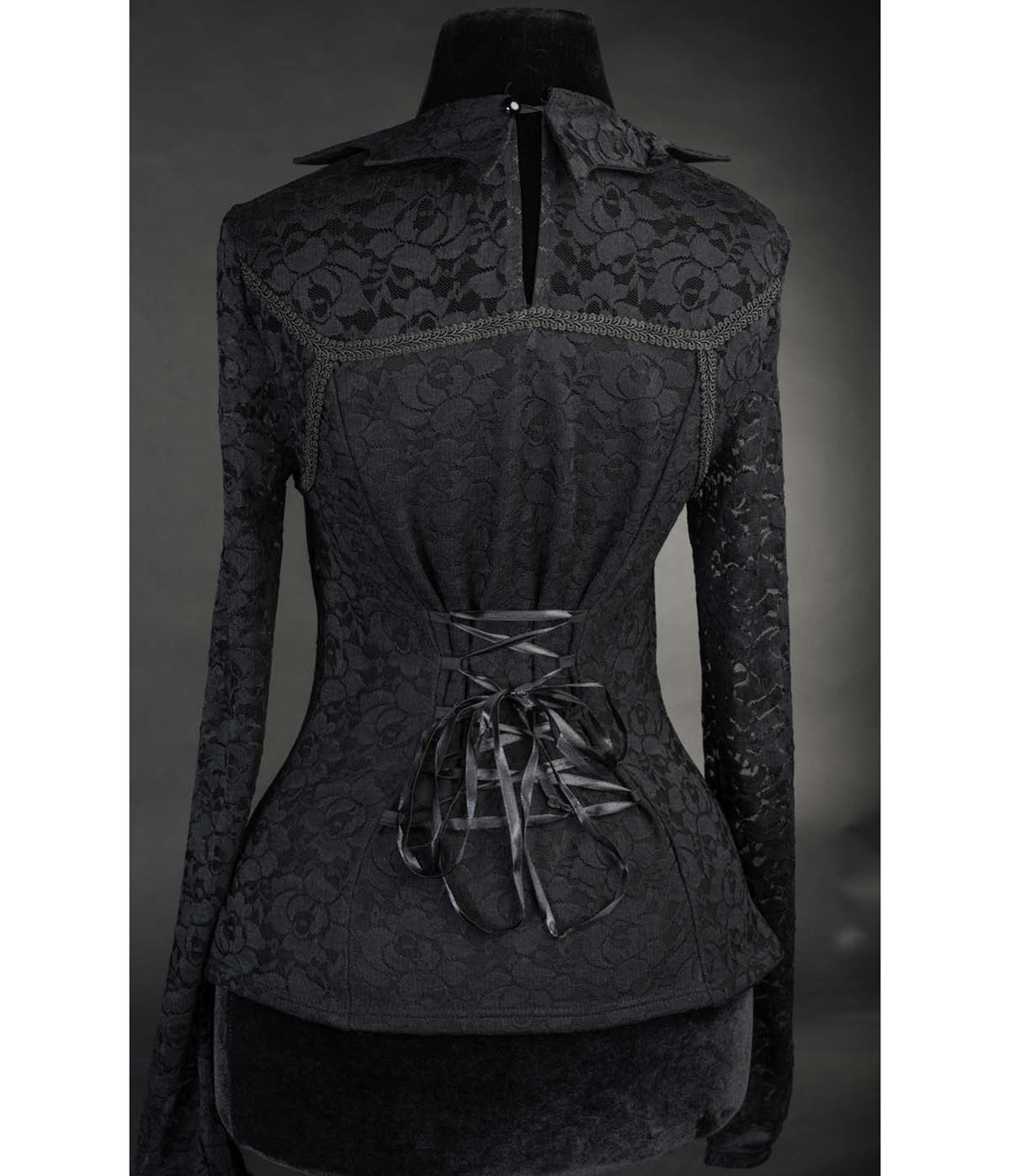 Black Lace Bat Collar Top