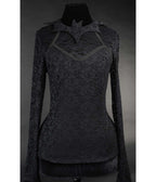 Black Lace Bat Collar Top