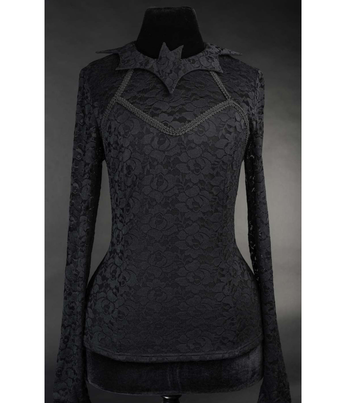 Black Lace Bat Collar Top