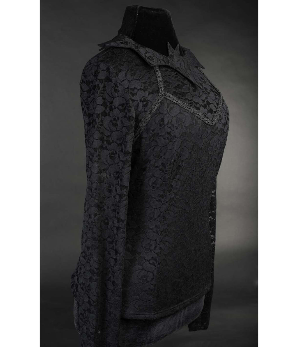 Black Lace Bat Collar Top