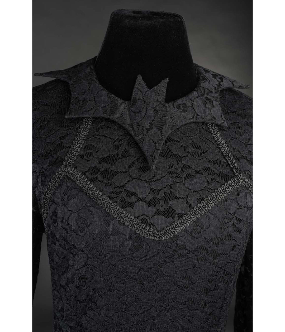 Black Lace Bat Collar Top