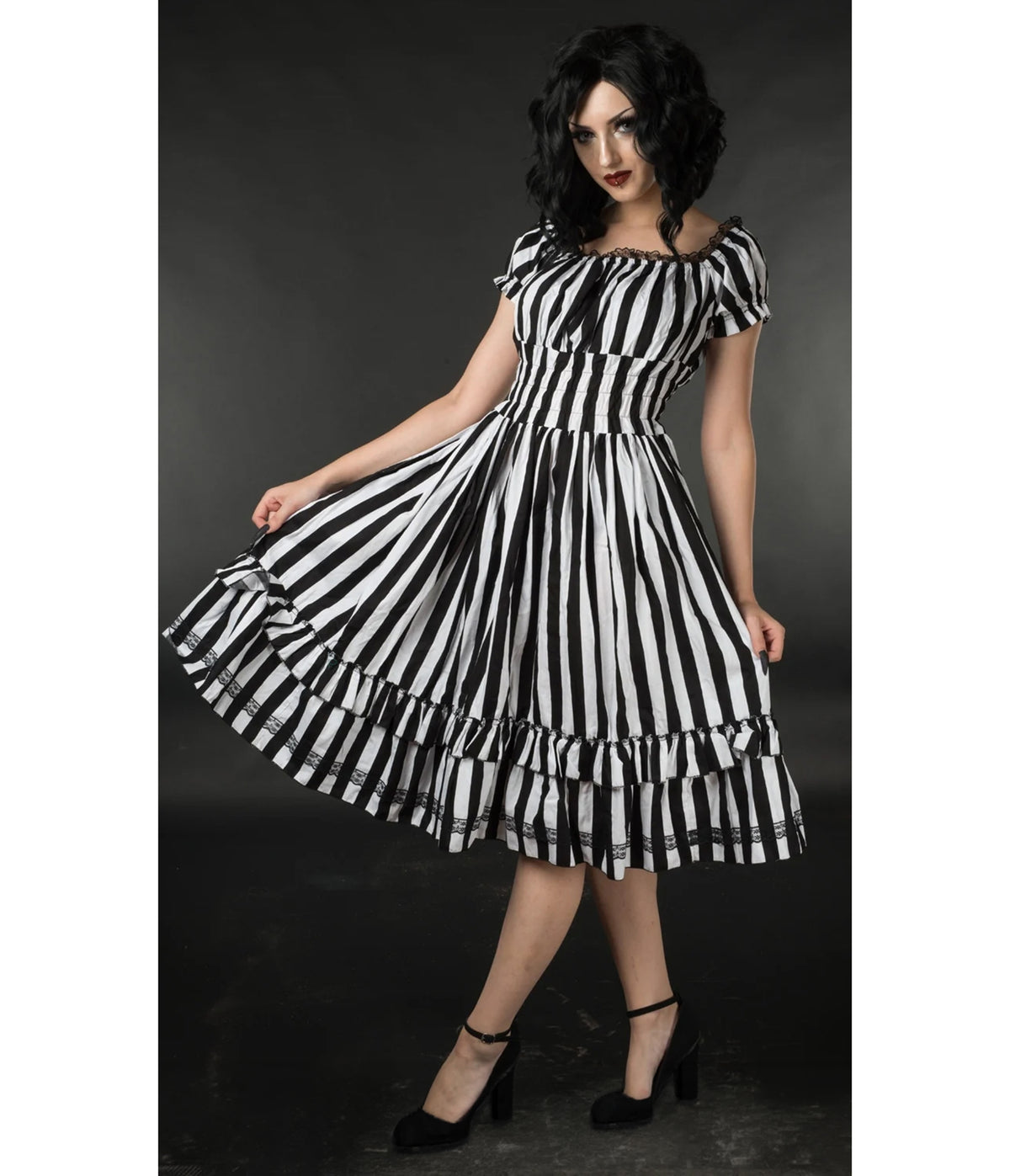 Black & White Striped Gothabilly Dress