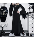 Black Gothic Bell Sleeve Vampire Maxi Dress